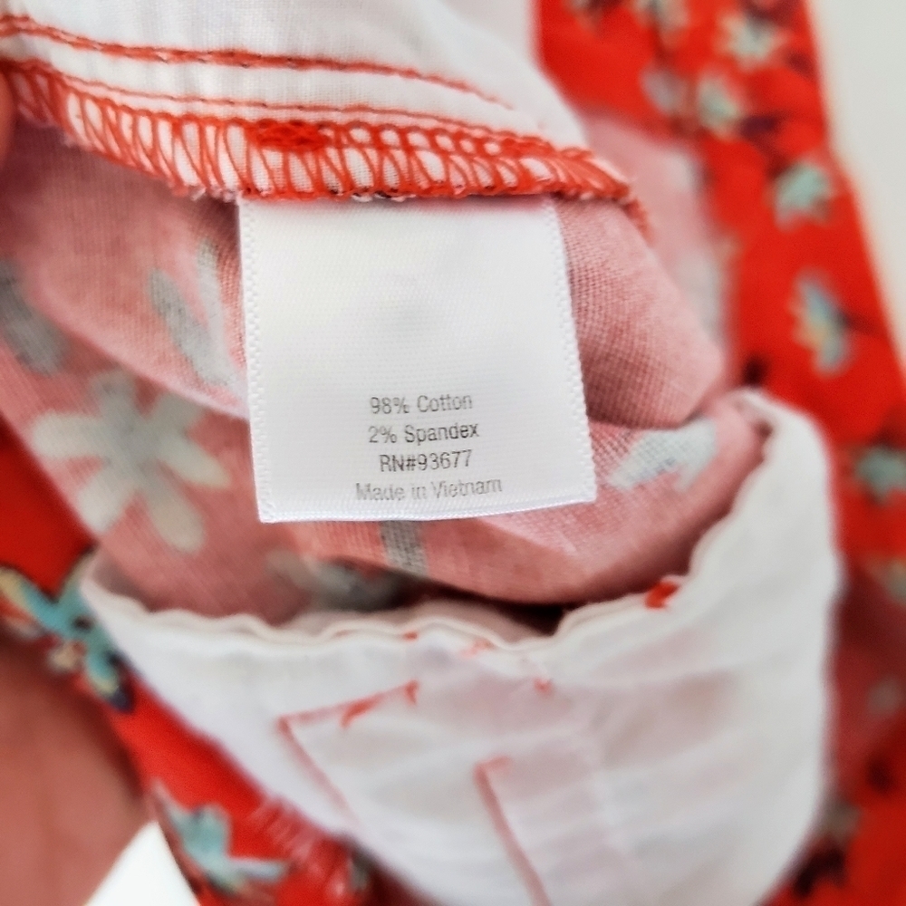 a.n.a. Floral Twill Shorts 6 Red Blue - Picture 8 of 9
